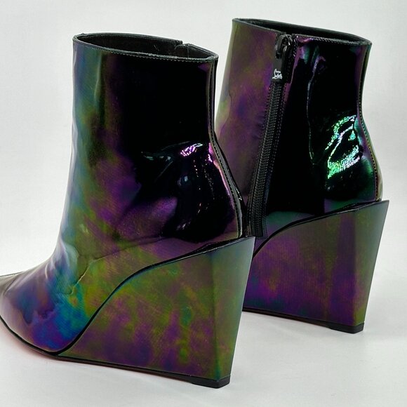 Christian Louboutin CONDORAGE BOOTY 85 Iridescent Wedge Heel Ankle Boots - Picture 7 of 14